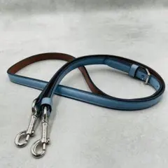 美品 コーチ ショルダーストラップ 紐 ヒモ シルバー金具 ライトブルー レザー