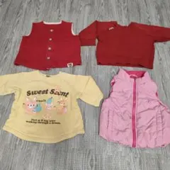 【タイムセール】ベビー服 長袖トレーナー ベスト 4点セット 90cm