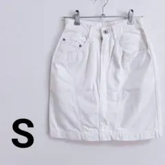 ◆良品◆ ヴィンテージ ホワイト デニム スカート タイト ミニ ホワイト S