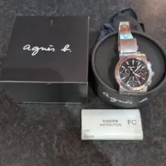 agnis b. クロノグラフ 腕時計　電池交換済　箱付き　ストップウォッチ付き