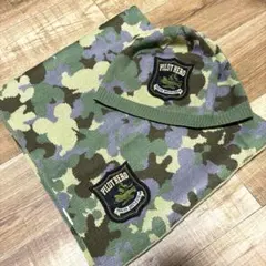 ディズニー　シー　ミッキー　迷彩　カモフラージュ　マフラー ニット帽プレミアム品