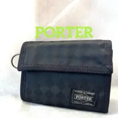 【美品】PORTER 二つ折り財布　黒のサムネイル