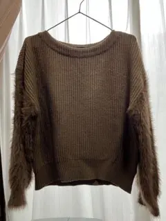 GLOBAL WORK ブラウンファーニットセーター S