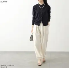 新品JOHNSMEDLEYラウンドネック長袖カーディガン シーアイランドコットン