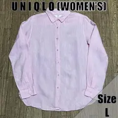 UNIQLO レディース リネンシャツ ピンク Lサイズのサムネイル