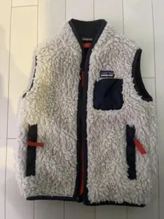 patagonia フリースベスト ホワイト/ネイビー