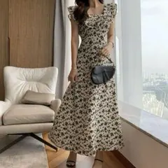 2WAYフリルカラーフラワーワンピースFREE size