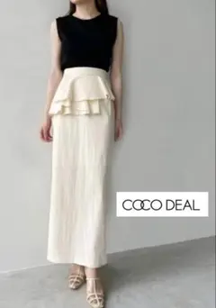 COCODEAL ベージュ ペプラムスカート アイボリー