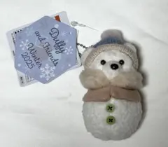 ダッフィー雪だるま シークレットオブスノーウィーデイ　ぬいぐるみバッジ　チャーム