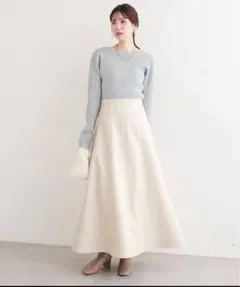 ナチュラルクチュール フェイクレザーフレアスカート