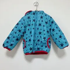 キッズ 中綿ジャケット 95cm 星柄 ブルー フード付 アウター 防寒