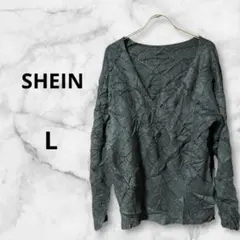 SHEIN 黒 Vネックセーター 【L】