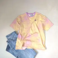 【adidas/アディダス】タイダイ柄半袖Tシャツ『M』イエロー×ピンクパープル