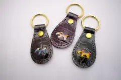 レザー 犬の刺繍　キーホルダー　3点セット　新品未使用