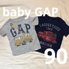 ベビーギャップ半袖90 クレーン車　消防車　2years 中古品