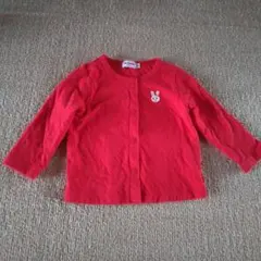 ミキハウス ベビー うさぎ 赤 カーディガン F(70～80cm)