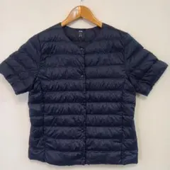 良品レディース76ネイビーL寸ウルトラライトダウンジャケット 半袖