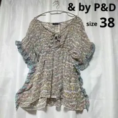 新品タグ付き/&by P&D/花柄ブラウスMレース/フリル/チュニック/ガーリーのサムネイル