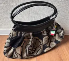 【日本製】MIYAHATA 花柄ジャガード×本革 ハンドバッグ