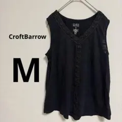 クロフトアンドバロー レース タンクトップ Vネック ノースリーブ PS 黒