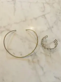 真鍮　チョーカー　ネックレス　ブレスレット　セット