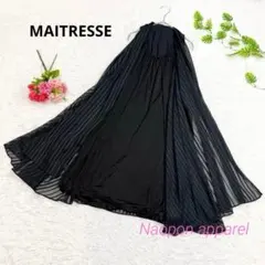 MAITRESSE重ね着風　ノースリーブ　ストライプ　ワンピース　ドレス　黒　Mのサムネイル