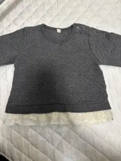 グレー レース付き長袖カットソー　90cm