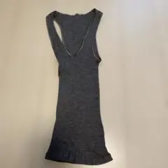 インティミッシミ　グレー Vネック リブタンクトップ