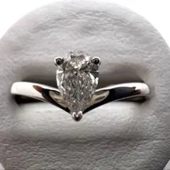 Pt900 大粒ダイヤモンドリング 1.254ct ペアシェイプ 豪華 鑑別書 