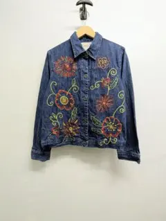 花柄刺繍デニムジャケット