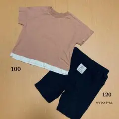 マイリトルワンダー　リブハーフパンツ　レイヤード半袖カットソー