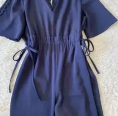 ト*モ様 ZARA ジャンプスーツ　ネイビー ワイドパンツ オールインワン