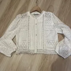 ZARA コットンレースシャツ　鍵あみ　M 美品　完売品