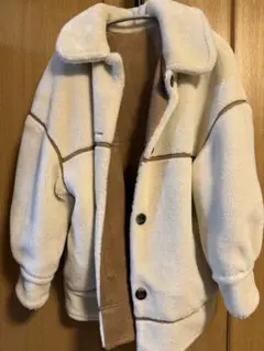 Heather リバーシブルムートンコート アイボリー/ブラウン