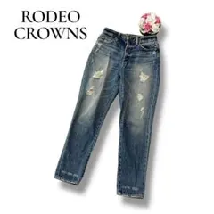 RODEO CROWNS レディース　ダメージデニムパンツ Sサイズ　ブルーのサムネイル