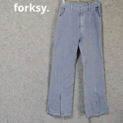 forksy. ライトブルー デニムパンツ スリット入り
