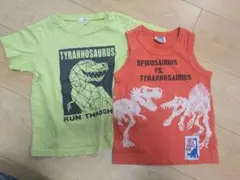 恐竜デザインTシャツとタンクトップセット