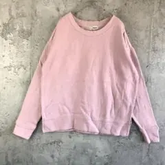 Y4147古着　トレーナー　スウェット　くすみピンク　無地　90s Y2K