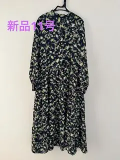 ★新品タグ付き★11号サイズ　Do CLASSE 花柄ネイビー長袖ワンピース