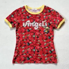レア♡《当時物》エンジェルブルー いちご柄 リンガーTシャツ 総柄 140cmのサムネイル