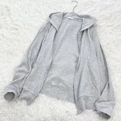 ジーユー GU パーカー ジップアップ フード付き 綿 羽織り 定番 グレー