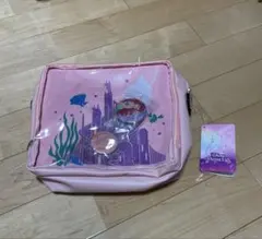 ディズニープリンセス ショルダーバッグ　鞄　かばん　アリエル　缶バッチ
