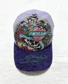 Ed Hardy スカル ハート キャップ 紫 love 帽子