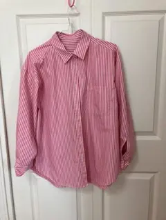GU ピンクストライプ 長袖シャツ M