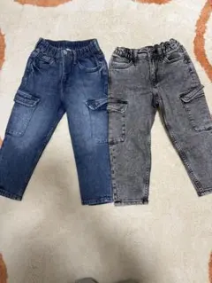 h&mカーゴデニムパンツ2枚セット100 110