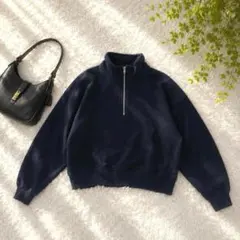 T＊GU＊ ハーフジップスウェット L 黒 ブラック ショート丈 レディース
