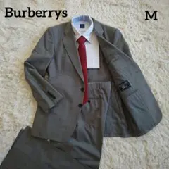 美品 バーバリーズ モヘア混 シャドーチェック スーツ グレー M セットアップ