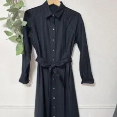 【美品】ネイビー ストライプ シャツワンピ 9号 M Gabardine K.T