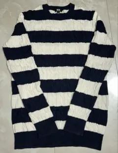 t*y様 UNIQLO メンズ　ユニクロ　コットンカシミヤケーブルニット　ボーダ
