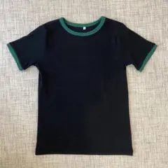 【新品未使用】配色リンガーTシャツ ブラック×グリーン Lサイズ しまむらのサムネイル